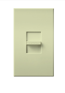 Lutron Nova T ELV Dimmer Switch, 300W, Single-Pole, Neutral Required, 120V, Small Control, Wall Plate Included, NTELV-300-AL, Almond