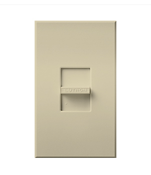 Lutron Nova T ELV Dimmer Switch, 300W, Single-Pole, Neutral Required, 120V, Small Control, Wall Plate Included, NTELV-300-BE, Beige
