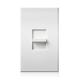 Lutron Nova T ELV Dimmer Switch, 600W, Single-Pole, Neutral Required, 120V, Small Control, Wall Plate Included, NTELV-600-WH, White