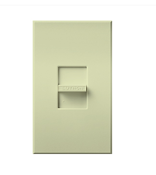 Lutron Nova T 3-Wire Dimmer Switch for Ballasts/LED Drivers, 1000W/6A, Single Pole, Neutral Required, 277V, Small Control, NTF-10P-277-AL, Almond