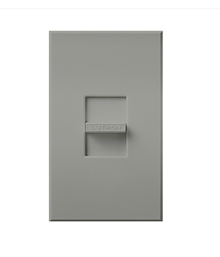 Lutron Nova T 3-Wire Dimmer Switch for Ballasts/LED Drivers, 1000W/6A, Single Pole, Neutral Required, 277V, Small Control, NTF-10P-277-GR, Gray