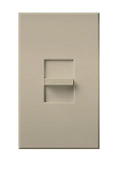 Lutron Nova T 3-Wire Dimmer Switch for Ballasts/LED Drivers, 1000W/6A, Single Pole, Neutral Required, 277V, Small Control, NTF-10P-277-TP, Taupe