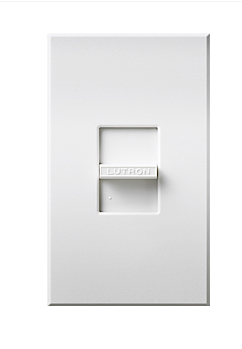 Lutron Nova T 3-Wire Dimmer Switch for Ballasts/LED Drivers, 1000W/6A, Single Pole, Neutral Required, 277V, Small Control, NTF-10P-277-WH, White