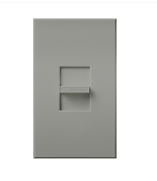 Lutron Nova T MLV Dimmer Switch, 800W (1000VA), Single-Pole, No Neutral Required, 277V, Small Control, Wall Plate Included, NTLV-1000-277-GR, Gray