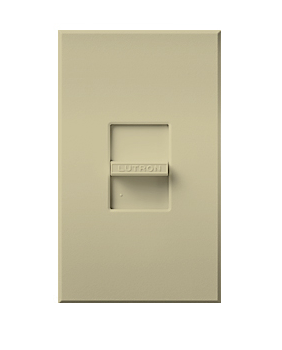 Lutron Nova T MLV Dimmer Switch, 800W (1000VA), Single-Pole, No Neutral Required, 277V, Small Control, Wall Plate Included, NTLV-1000-277-IV, Ivory