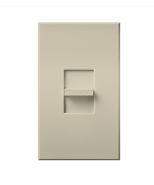 Lutron Nova T MLV Dimmer Switch, 800W (1000VA), Single-Pole, No Neutral Required, 277V, Small Control, Wall Plate Included, NTLV-1000-277-Light Almond