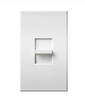 Lutron Nova T MLV Dimmer Switch, 800W (1000VA), Single-Pole, No Neutral Required, 277V, Small Control, Wall Plate Included, NTLV-1000-277-WH, White