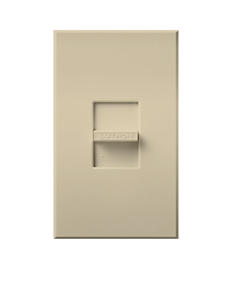 Lutron Nova T MLV Dimmer Switch, 450W (600VA), Single-Pole, No Neutral Required, 120V, Small Control, Wall Plate Included, NTLV-600-BE, Beige