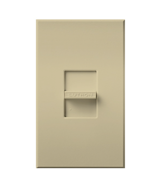 Lutron Nova T MLV Dimmer Switch, 450W (600VA), Single-Pole, No Neutral Required, 120V, Small Control, Wall Plate Included, NTLV-600-IV, Ivory