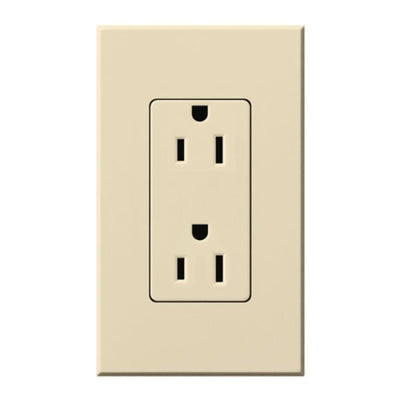 Lutron Architectural 15A Duplex Receptacle, 125V, Wall Plate Included, Wall Plate Included, Matte Finish, NTR-15-BE, Beige