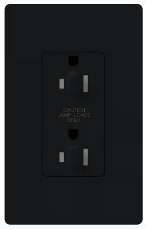 Lutron Architectural 15A Dual Dimming, Tamper Resistant Duplex Receptacle, 125V, Wall Plate Included, Matte Finish, NTR-15-DDTR-BL, Black