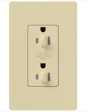 Lutron Architectural 15A Dual Dimming, Tamper Resistant Duplex Receptacle, 125V, Wall Plate Included, Matte Finish, NTR-15-DDTR-IV, Ivory
