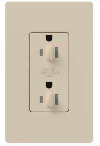 Lutron Architectural 15A Dual Dimming, Tamper Resistant Duplex Receptacle, 125V, Wall Plate Included, Matte Finish, NTR-15-DDTR-TP, Taupe