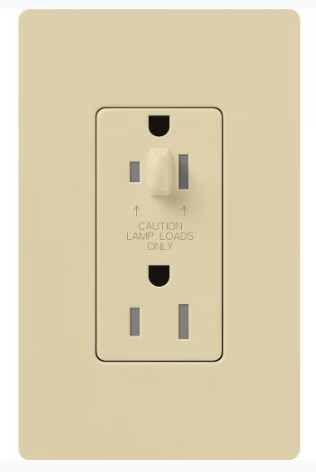 Lutron Architectural 15A Half-Dimming, Tamper Resistant Duplex Receptacle, Wall Plate Included, Matte Finish, NTR-15-HDTR-IV, Ivory