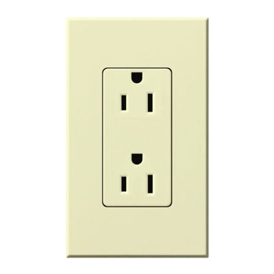 Lutron Architectural 15A Tamper-Resistant Duplex Receptacle, Wall Plate Included, Matte Finish, NTR-15-TR-AL, Almond