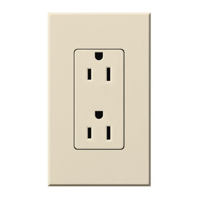 Lutron Architectural 15A Tamper-Resistant Duplex Receptacle, Wall Plate Included, Matte Finish, NTR-15-TR-LA, Light Almond