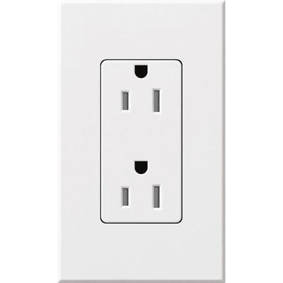 Lutron Architectural 15A Tamper-Resistant Duplex Receptacle, Wall Plate Included, Matte Finish, NTR-15-TR-WH, White