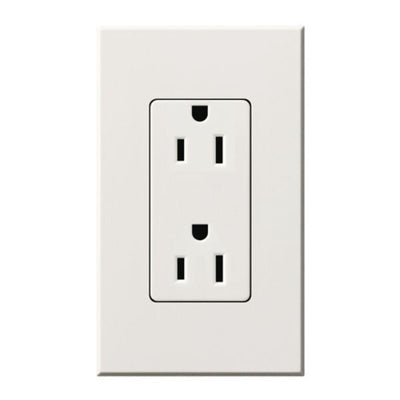 Lutron Architectural 15A Duplex Receptacle, 125V, Wall Plate Included, Wall Plate Included, Matte Finish, NTR-15-WH, White