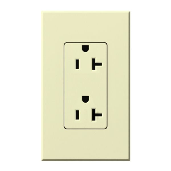 Lutron Architectural 20A Duplex Receptacle, 125V, Wall Plate Included, Matte Finish, NTR-20-AL, Almond