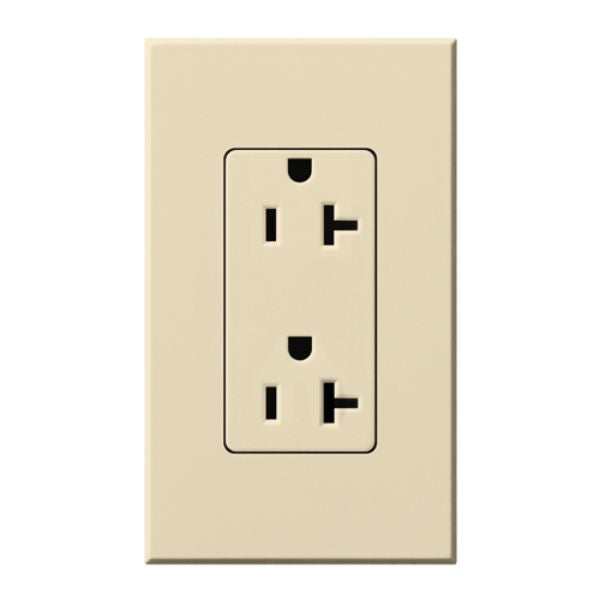 Lutron Architectural 20A Duplex Receptacle, 125V, Wall Plate Included, Matte Finish, NTR-20-BE, Beige