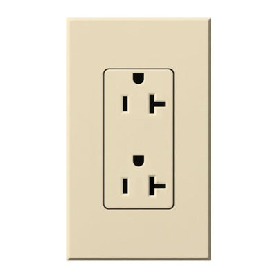 Lutron Architectural 20A Duplex Receptacle, 125V, Wall Plate Included, Matte Finish, NTR-20-BE, Beige