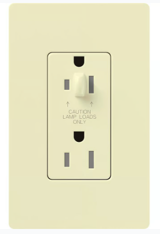 Lutron Architectural 20A Half-Dimming, Tamper Resistant Duplex Receptacle, Wall Plate Included, Matte Finish, NTR-20-HDTR-AL, Almond