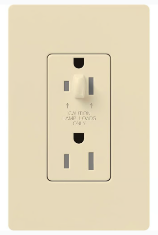 Lutron Architectural 20A Half-Dimming, Tamper Resistant Duplex Receptacle, Wall Plate Included, Matte Finish, NTR-20-HDTR-BE, Beige