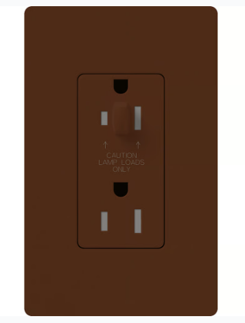 Lutron Architectural 20A Half-Dimming, Tamper Resistant Duplex Receptacle, Wall Plate Included, Matte Finish, NTR-20-HDTR-SI, Sienna