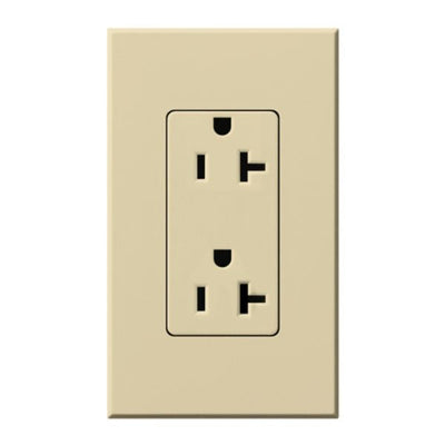 Lutron Architectural 20A Duplex Receptacle, 125V, Wall Plate Included, Matte Finish, NTR-20-IV, Ivory