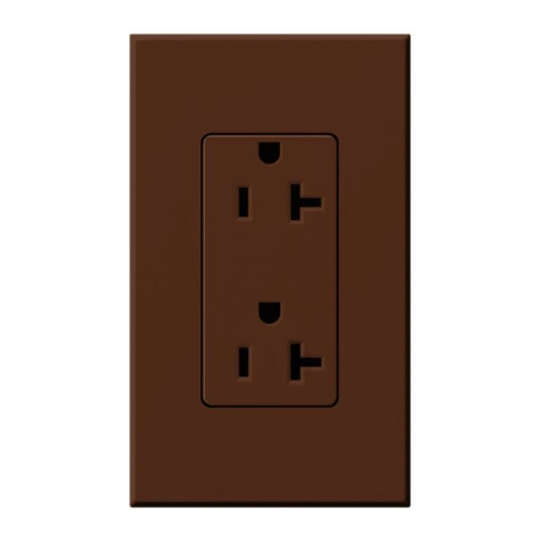 Lutron Architectural 20A Duplex Receptacle, 125V, Wall Plate Included, Matte Finish, NTR-20-SI, Sienna