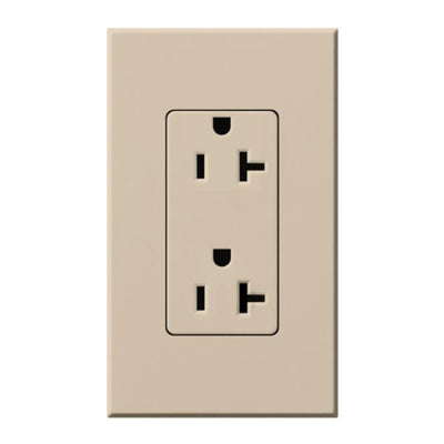 Lutron Architectural 20A Duplex Receptacle, 125V, Wall Plate Included, Matte Finish, NTR-20-TP, Taupe