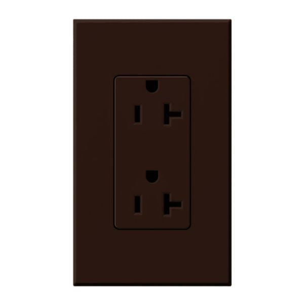 Lutron Architectural 20A Tamper-Resistant Duplex Receptacle, Wall Plate Included, Matte Finish, NTR-20-TR-BR, Brown