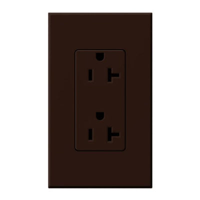 Lutron Architectural 20A Tamper-Resistant Duplex Receptacle, Wall Plate Included, Matte Finish, NTR-20-TR-BR, Brown