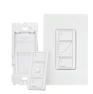 Lutron Caseta Original Smart Dimmer 3-Way Kit with Remote, 150W LED+ Dimmer, 3-Button Pico, Wall Mount Bracket, Claro Wall Plate, P-PKG1W-WH, White