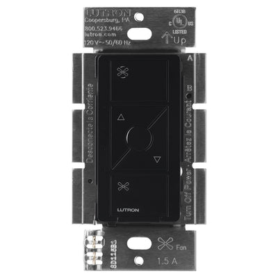 Lutron Caseta Original Smart Fan Speed Control Switch, 4-Speed, 1.5A Fan, Neutral Required, 120V, PD-FSQN-BL, Black