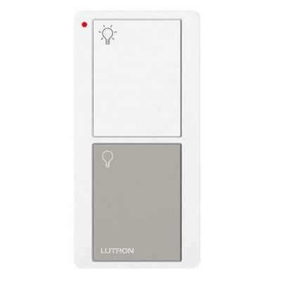 Lutron 2-Button Pico Smart Remote, with Light Icons, PJ2-2B-GWG-L01, White/Gray