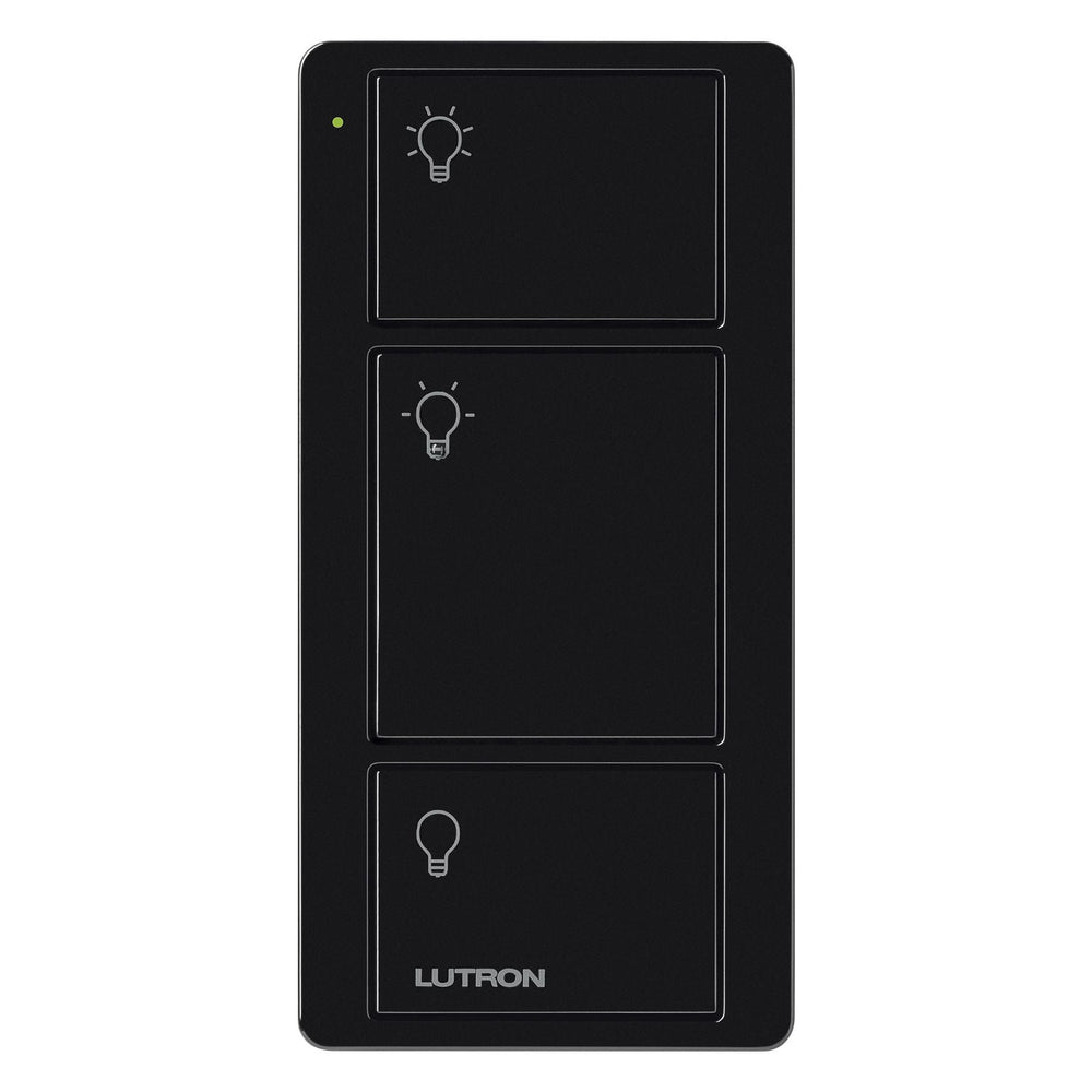 Lutron 3-Button Original Pico Smart Remote, with Light Icons, PJ2-3B-GBL-L01, Black