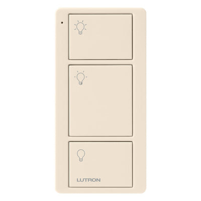 Lutron 3-Button Original Pico Smart Remote, with Light Icons, PJ2-3B-GLA-L01, Light Almond