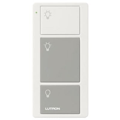 Lutron 3-Button Original Pico Smart Remote, with Light Icons, PJ2-3B-GWG-L01, White/Gray