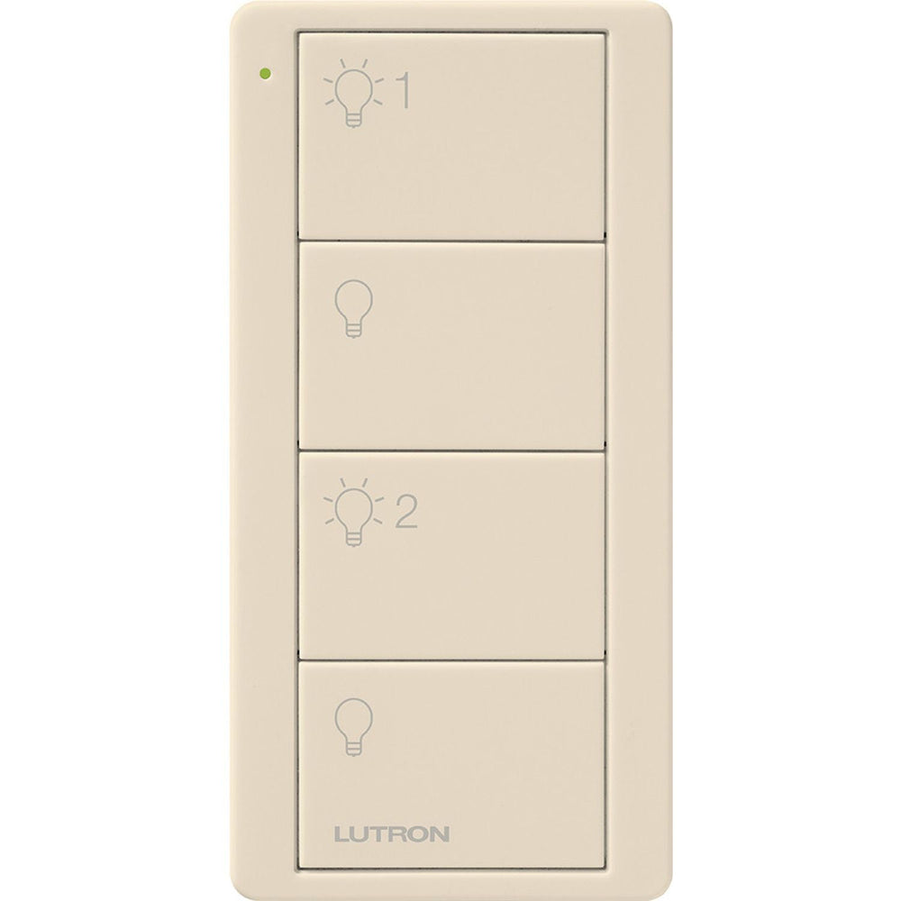 Lutron 4-Button, 2 Group Control, Pico Smart Remote, with Light Icons, PJ2-4B-GLA-L21, Light Almond