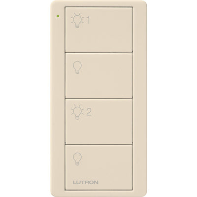 Lutron 4-Button, 2 Group Control, Pico Smart Remote, with Light Icons, PJ2-4B-GLA-L21, Light Almond