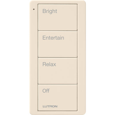 Lutron 4-Button, 4-Group Toggle, Pico Smart Remote, with Light Icons, PJ2-4B-GLA-L41, Light Almond