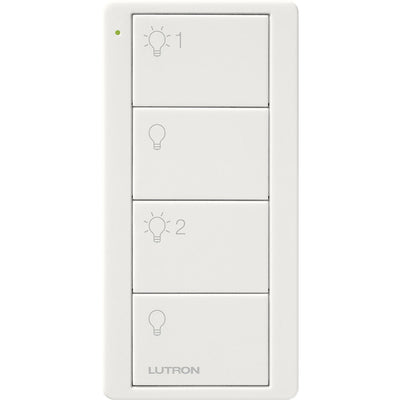 Lutron 4-Button, 2 Group Control, Pico Smart Remote, with Light Icons, PJ2-4B-GWH-L21, White