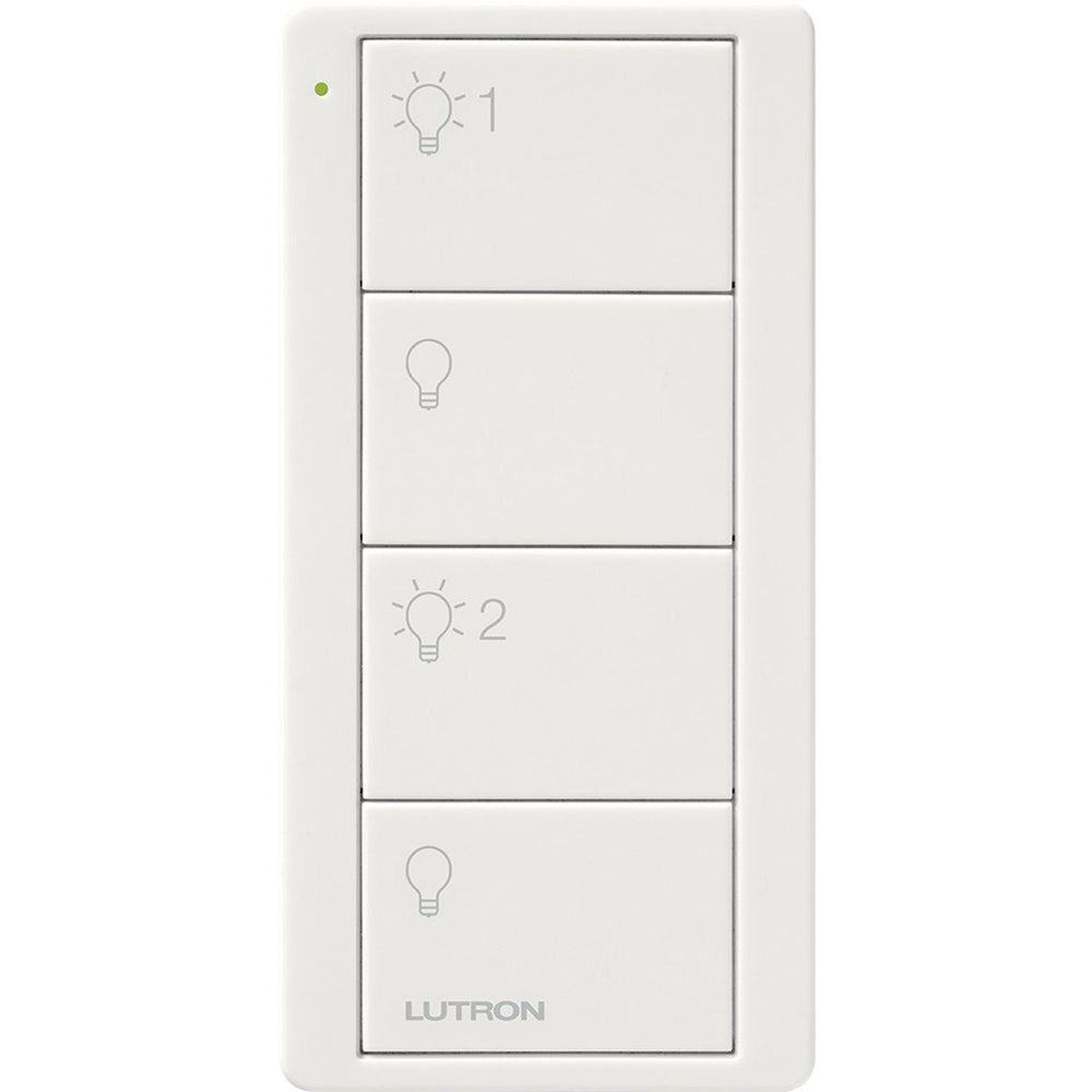 Lutron 4-Button, 2 Group Control, Pico Smart Remote, with Light Icons, PJ2-4B-WH-L21, White