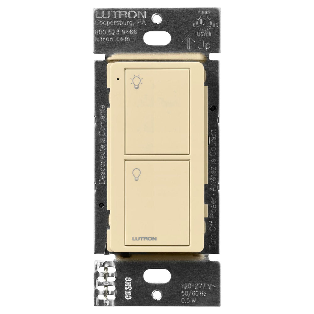 Lutron 2-Button Pico Line-Powered Wireless Control, 120-277V Line Voltage, with Light Icons, PJL-2B-GIV-L01, Ivory