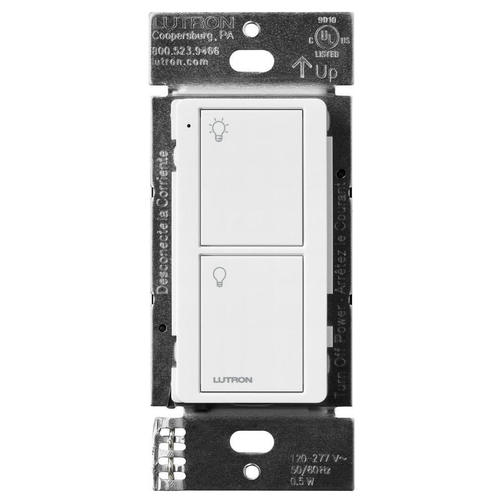 Lutron 2-Button Pico Line-Powered Wireless Control, 120-277V Line Voltage, with Light Icons, PJL-2B-GWH-L01, White
