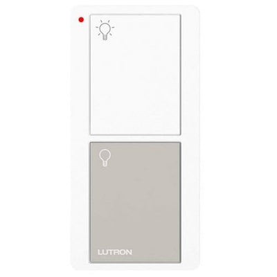 Lutron 2-Button Pico Smart Remote with Night Light, with Light Icons, PJN-2B-GWG-L01, White/Gray