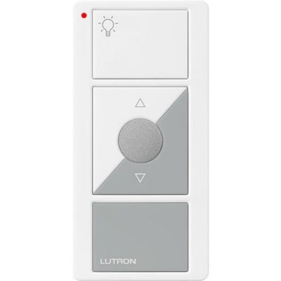 Lutron Original 3-Button Pico Smart Remote with Night Light, Raise/Lower and Preset, with Light Icons, PJ2-3BRL-GWG-L01, White/Gray