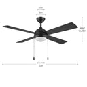 Progress P250127-31M-30 Quadd 1 Light 52 inch Matte Black Ceiling Fan
