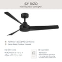 Progress P250129-31M Rizo 52 inch Matte Black Ceiling Fan